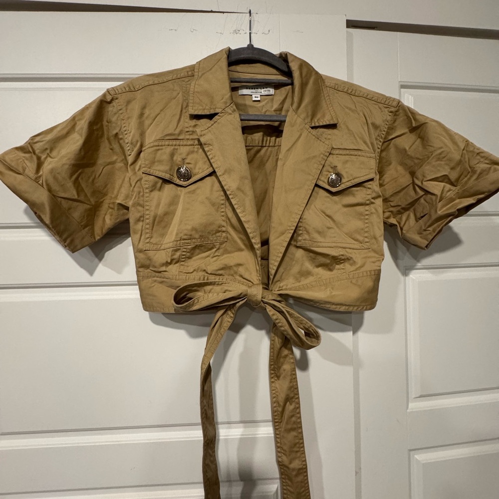 Derek Lam Tan Utility Jacket with Tie Waist